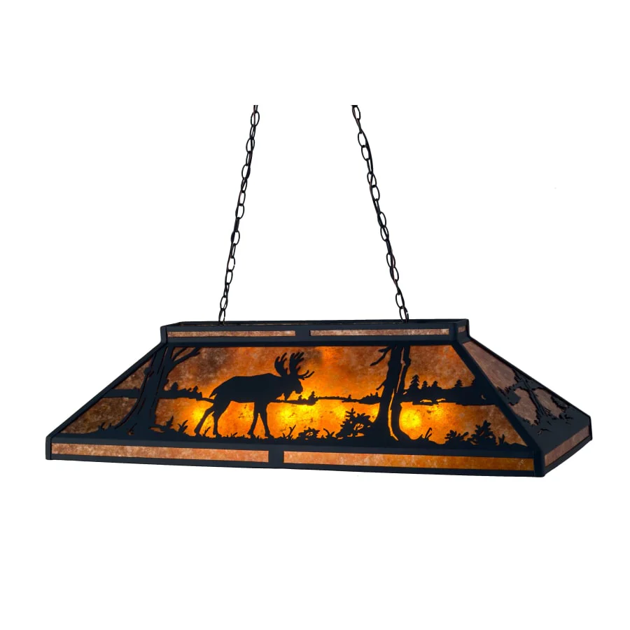 Meyda Tiffany Moose at Lake 9 Light 48″ Wide Billiard Chandelier with Brown Mica Shade