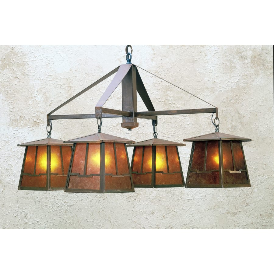 Meyda Tiffany Bungalow Valley View 4 Light 38" Wide Chandelier with Brown Glass Shade - Image 1