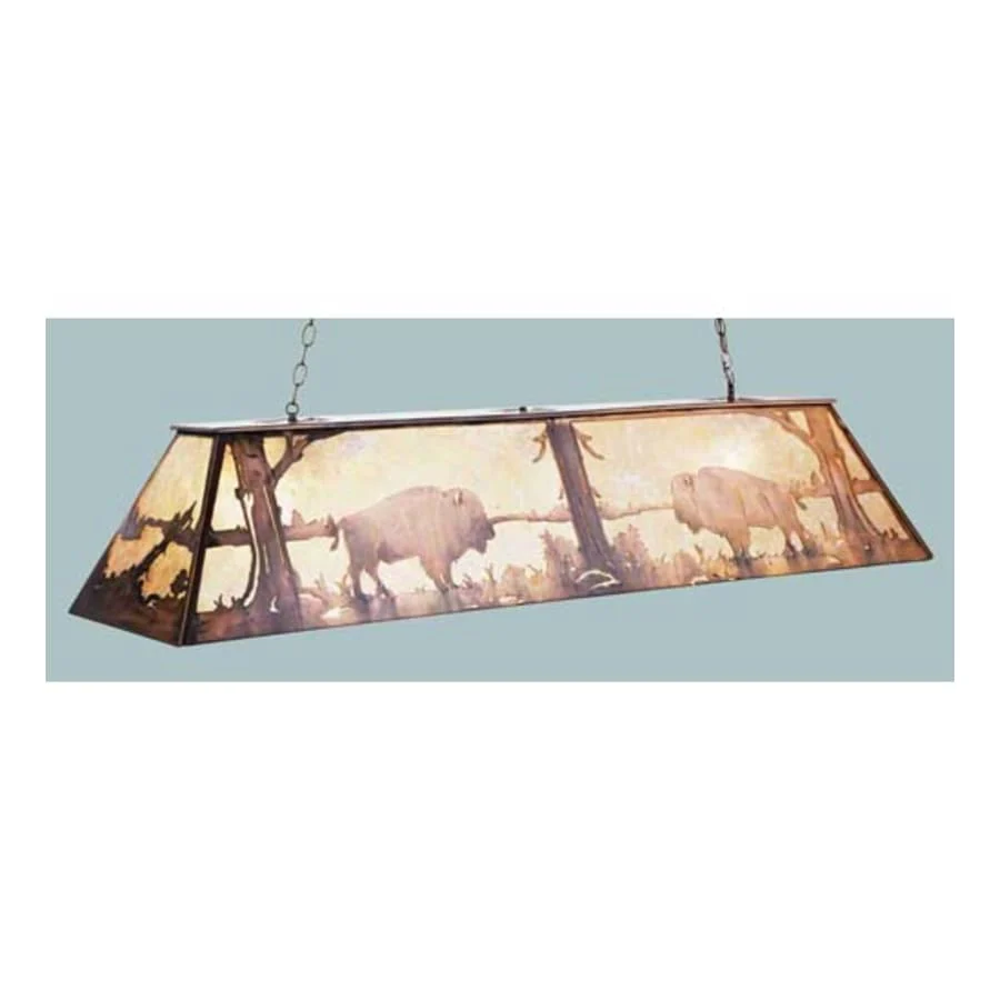 Meyda Tiffany Long Buffalo at Lake 11 Light 72" Wide Linear Pendant - Image 1