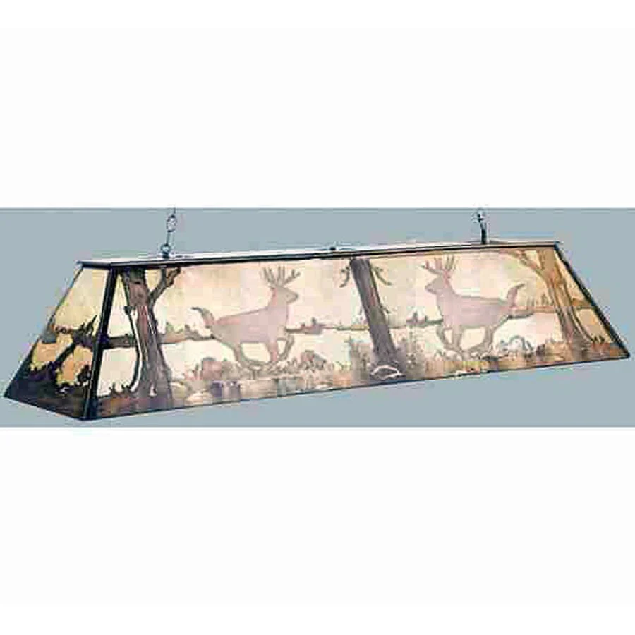 Meyda Tiffany Deer at Lake 12 Light 72" Wide Linear Chandelier with Silver Mica Shade - Image 1