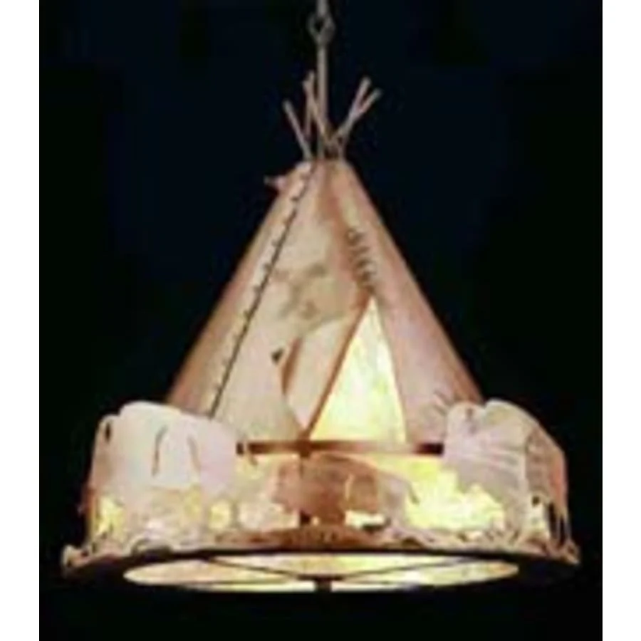 Meyda Tiffany Teepee w/ Buffalo 3 Light 48" Wide Pendant - Image 1