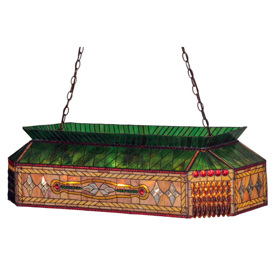 Meyda Tiffany Gold Fringe 9 Light 40" Wide Billiard Chandelier with Tiffany Glass Shade - Image 1