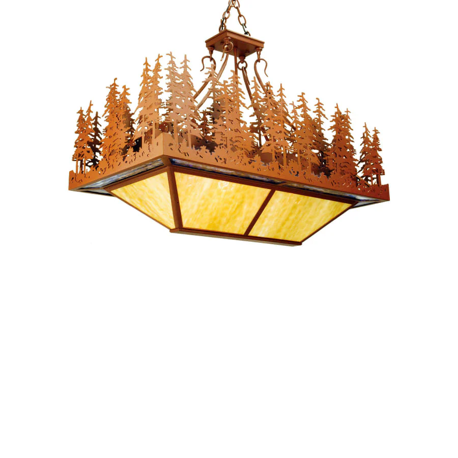 Meyda Tiffany Pine Lake 10 Light 40" Wide Billiard Chandelier with Brown Acrylic Shade - Image 1