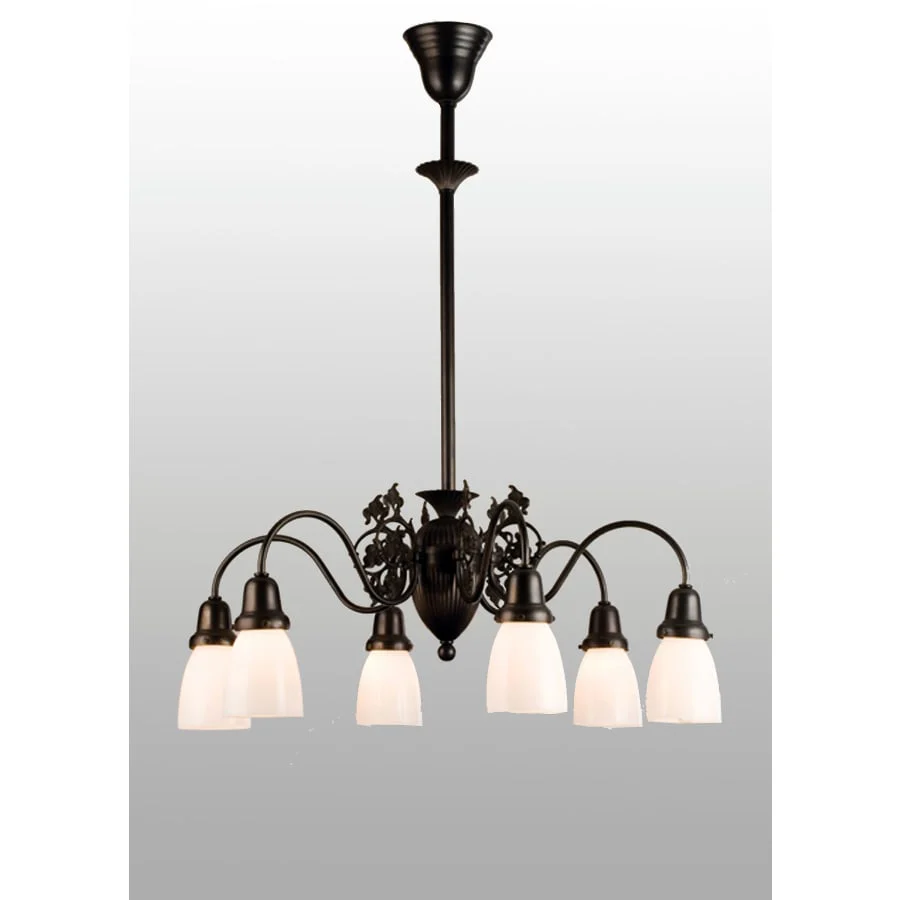 Meyda Tiffany Binghamton Goblet 6 Light 27-1/2″ Wide Chandelier with White Glass Shade