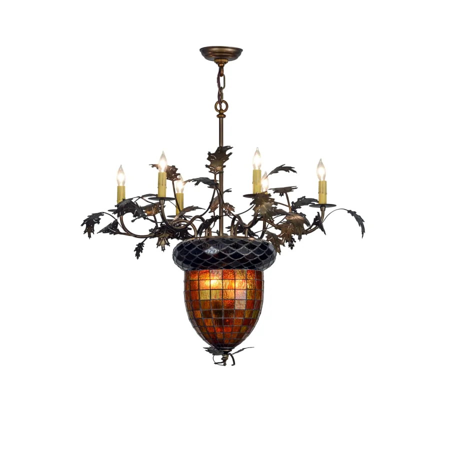 Meyda Tiffany Greenbriar Oak 6 Light 36" Wide Taper Candle Chandelier - Image 1