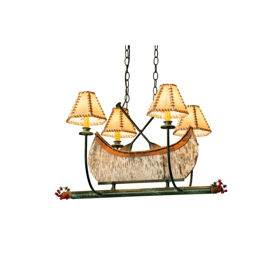 Meyda Tiffany Canoe 4 Light 24" Wide Linear Chandelier with Cream Fabric Shade - Image 1