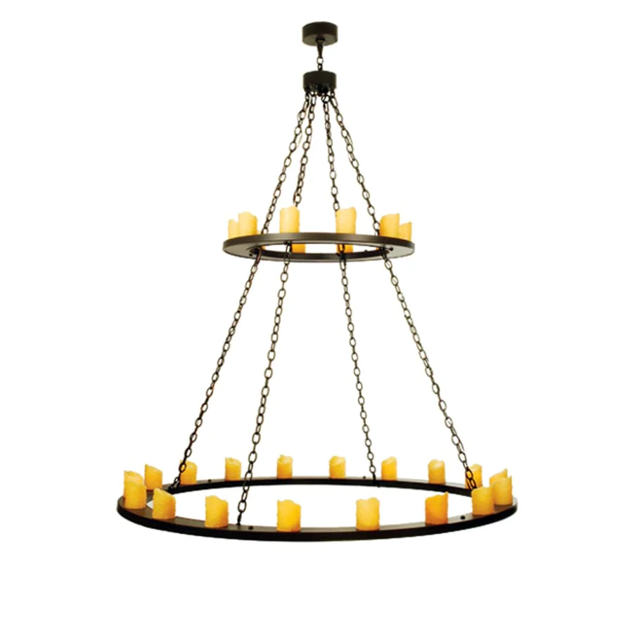 Meyda Tiffany Loxley 28 Light 60" Wide Pillar Candle Chandelier with Yellow Acrylic Shade - Image 1