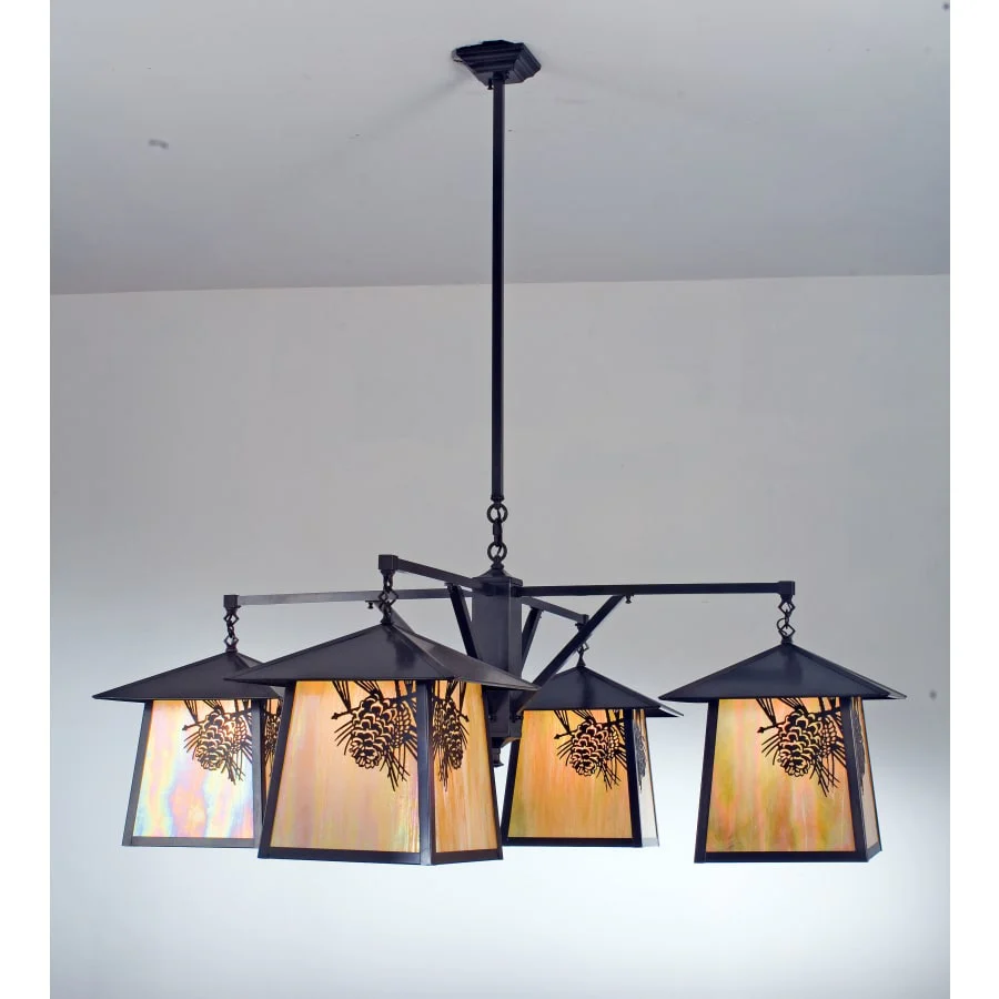 Meyda Tiffany Stillwater Winter Pine 4 Light 48" Wide Chandelier with Cream Glass Shade - Image 1