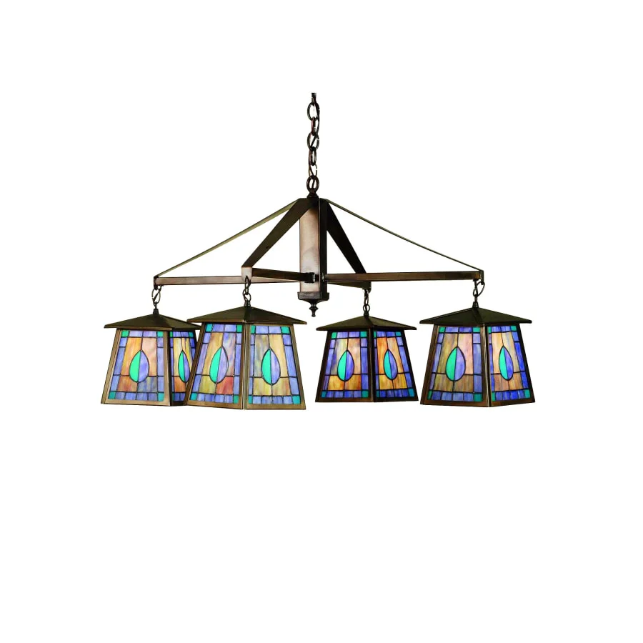 Meyda Tiffany Mackintosh Leaf 4 Light 38" Wide Chandelier with Tiffany Glass Shade - Image 1