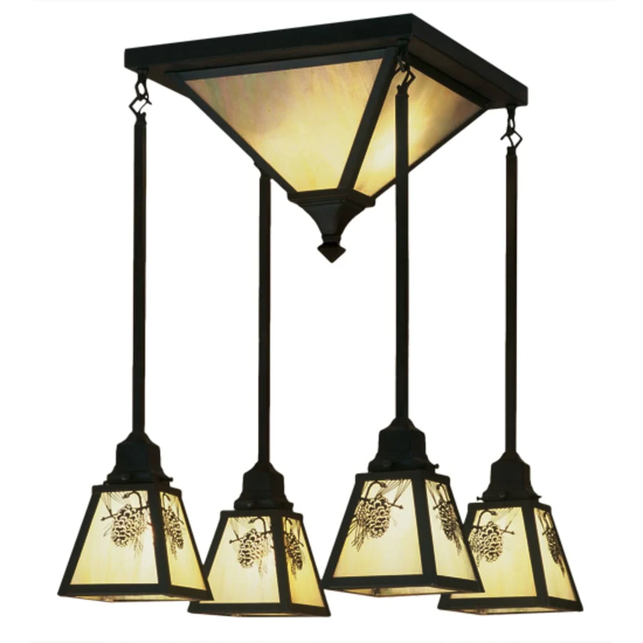 Meyda Tiffany Winter Pine 6 Light 30" Wide Multi Light Pendant - Image 1