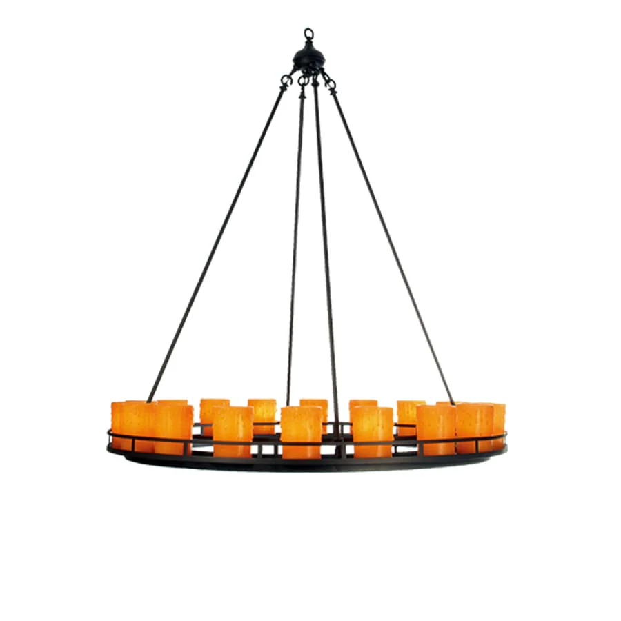 Meyda Tiffany Barbury 18 Light 48" Wide Pillar Candle Chandelier with Orange Acrylic Shade - Image 1