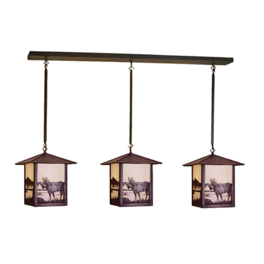 Meyda Tiffany Seneca Moose at Lake 3 Light 49" Wide Linear Pendant - Image 1