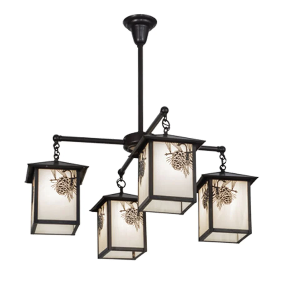 Meyda Tiffany Seneca Winter Pine 4 Light 32" Wide Chandelier - Image 3
