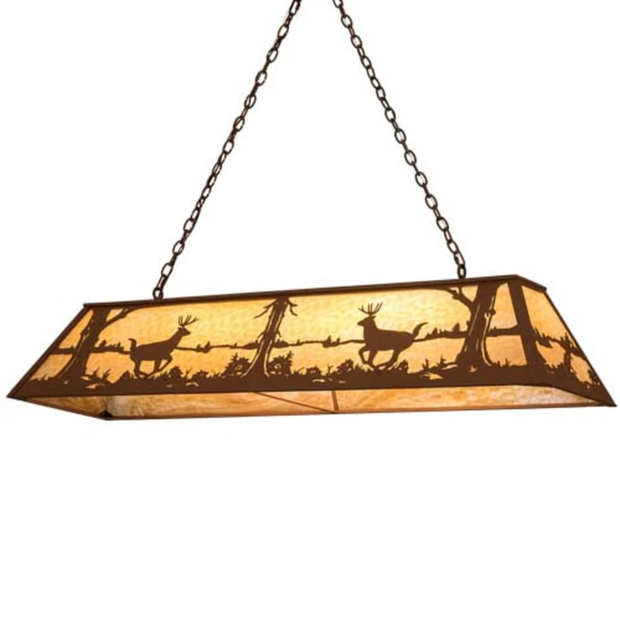 Meyda Tiffany Long Deer at Lake 9 Light 60" Wide Linear Pendant - Image 1