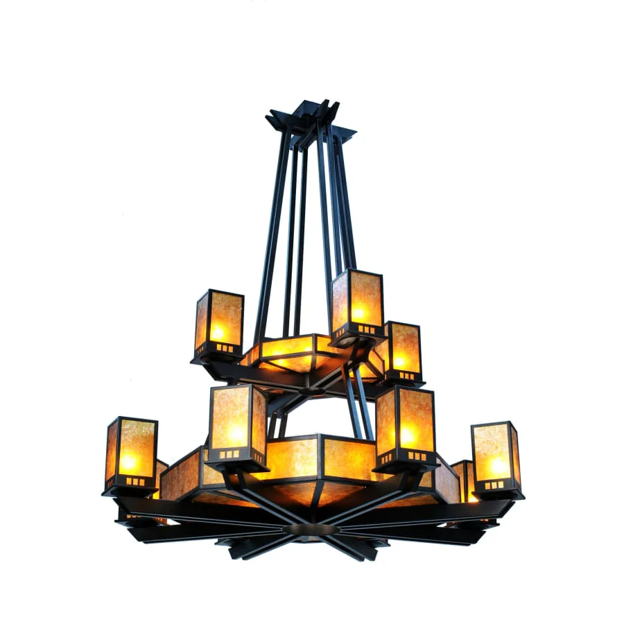 Meyda Tiffany Avondale 20 Light 58" Wide Chandelier with Brown Mica Shade - Image 1