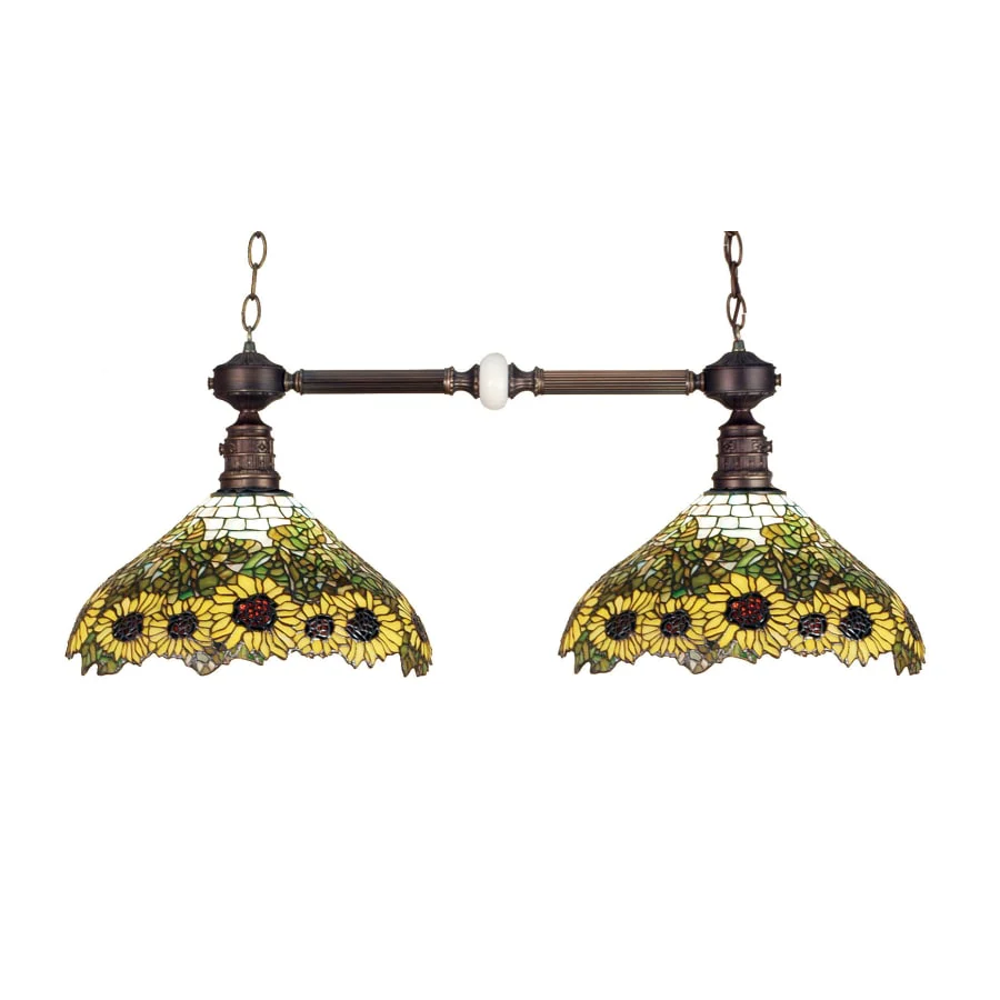 Meyda Tiffany Wild Sunflower 2 Light 35" Wide Linear Chandelier with Tiffany Glass Shade - Image 1