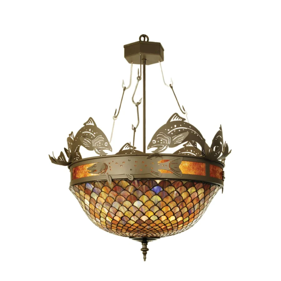 Meyda Tiffany 30" W Catch Of The Day Fishscale Inverted Pendant - Image 1