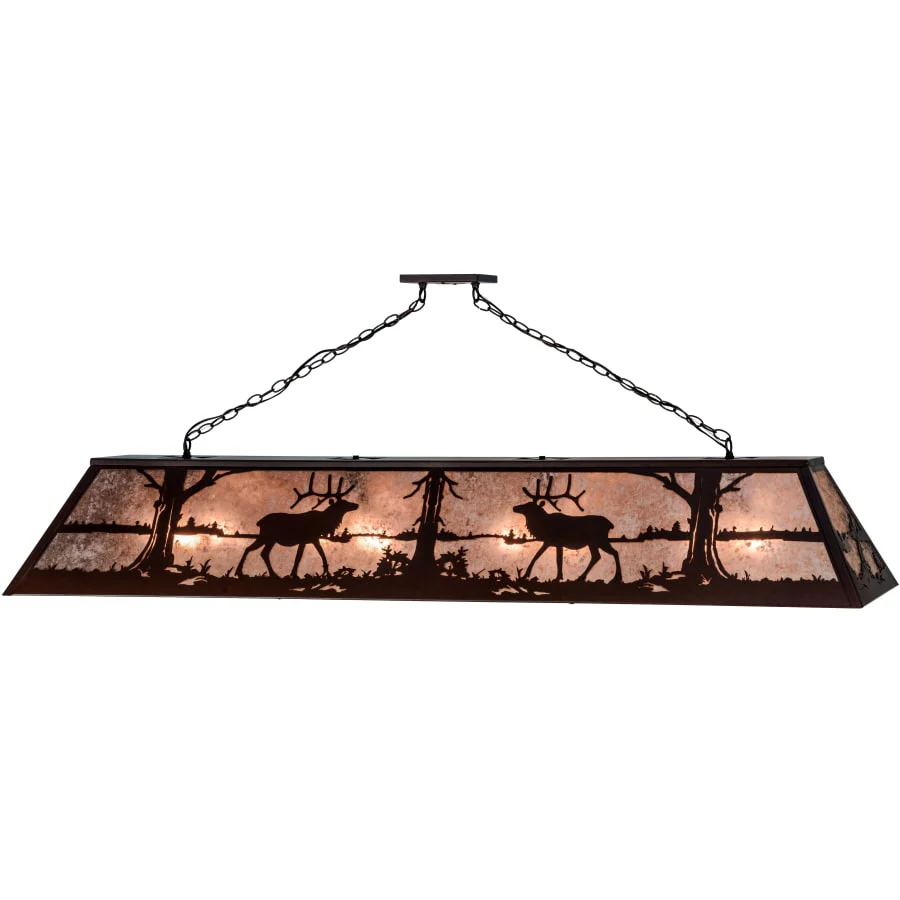 Meyda Tiffany Elk at Lake 9 Light 72" Wide Billiard Chandelier with Silver Mica Shade - Image 1
