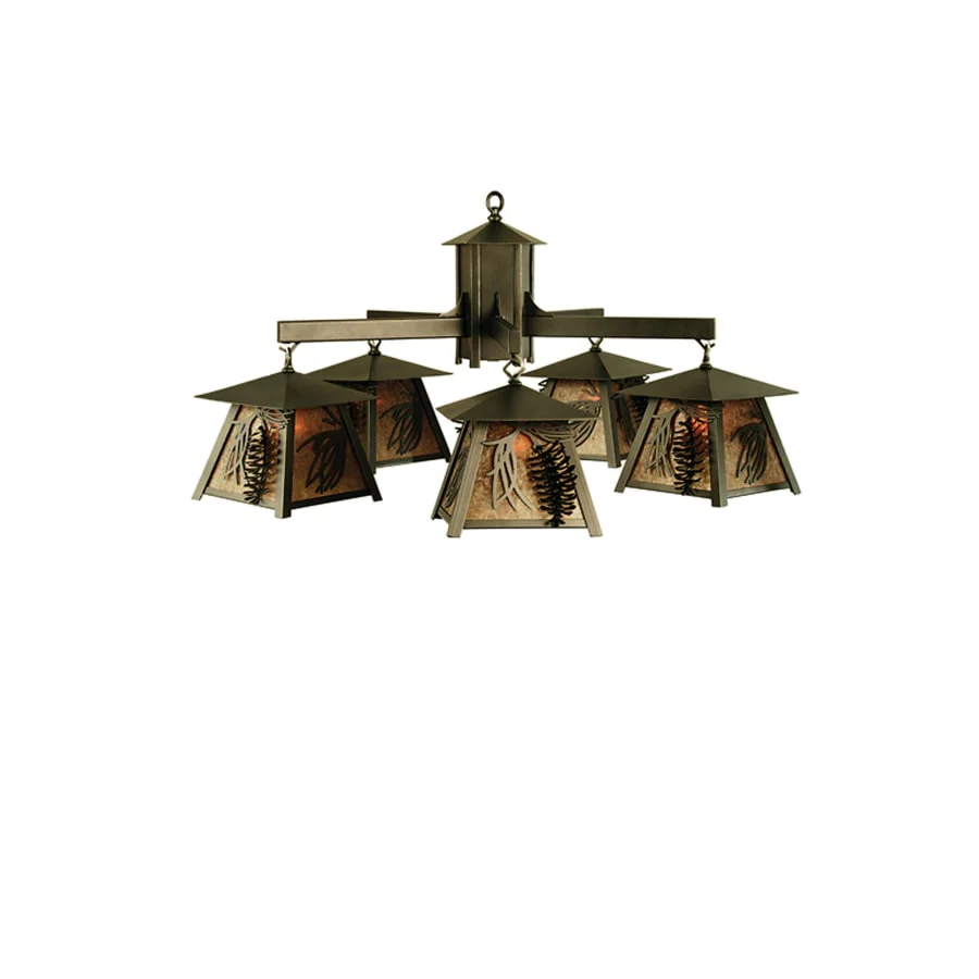 Meyda Tiffany Scotch Pine 5 Light 40" Wide Chandelier with Silver Mica Shade - Image 1
