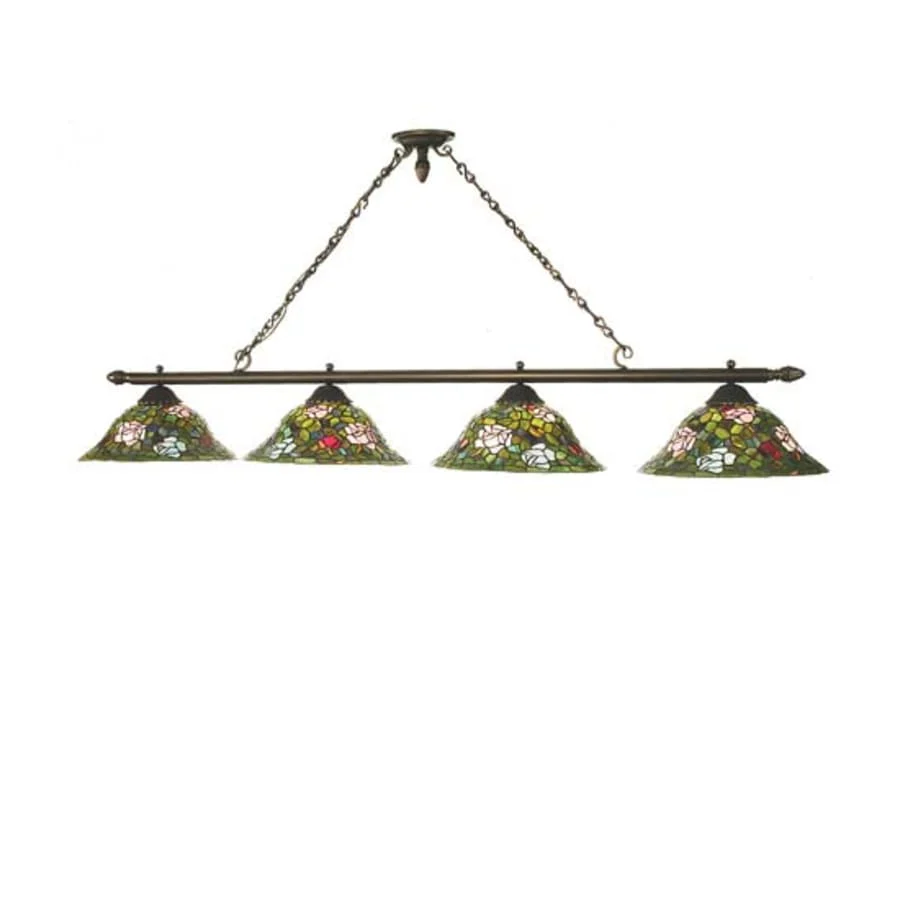 Meyda Tiffany Long Tiffany Rosebush 4 Light 72" Wide Linear Pendant - Image 1