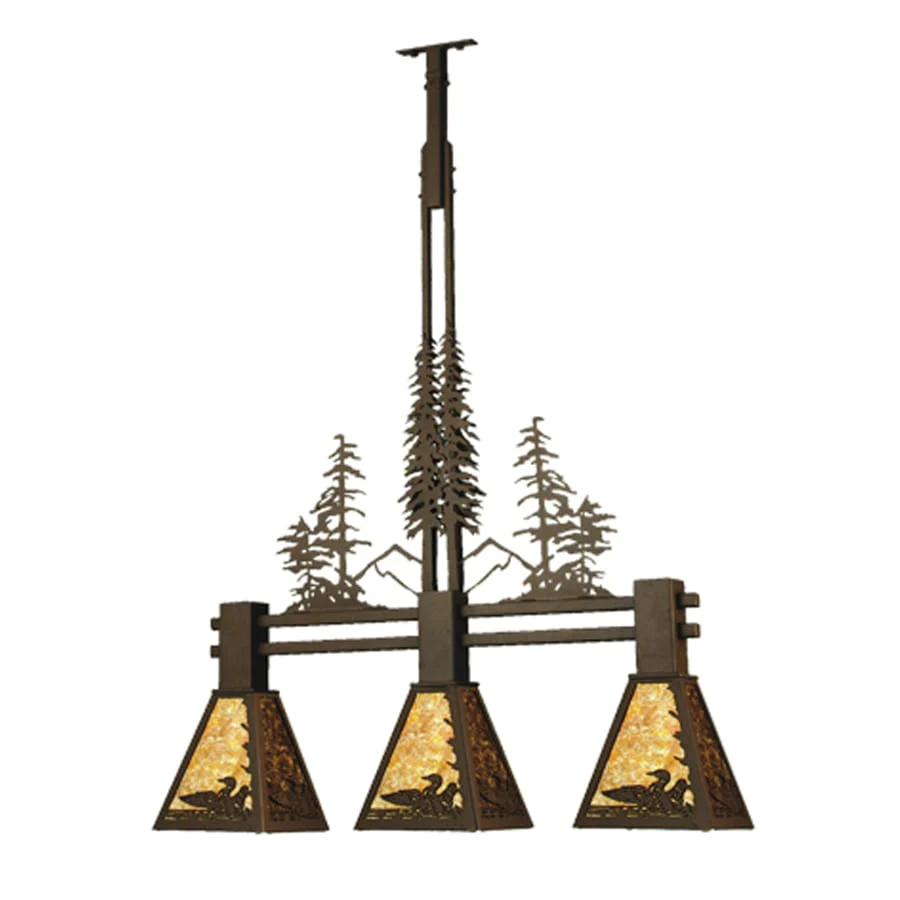 Meyda Tiffany 30" L Loon Tall Pines 3 Light Island Chandelier - Image 1