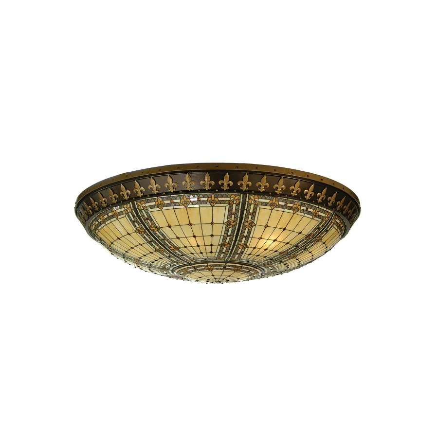 Meyda Tiffany Fleur-de-lis 12 Light 75-1/2" Wide Flush Mount Ceiling Fixture with Tiffany Glass Shade - Image 1