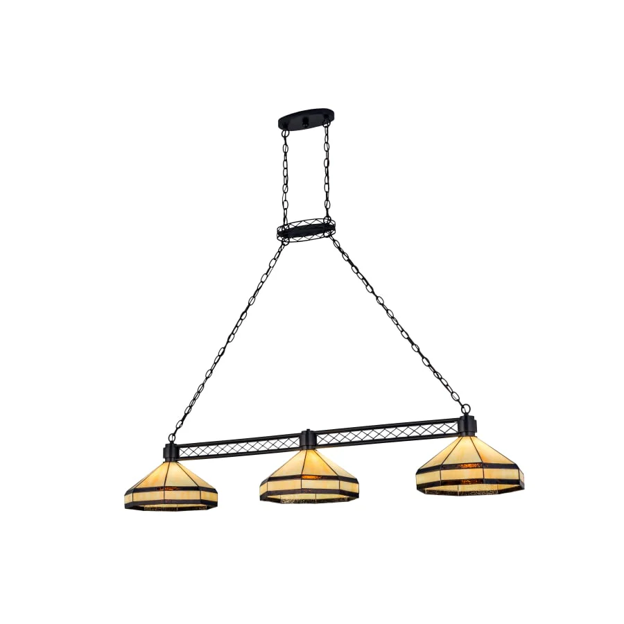 Meyda Tiffany Top Ridge 3 Light 62" Wide Linear Chandelier with Tiffany Glass Shade - Image 1