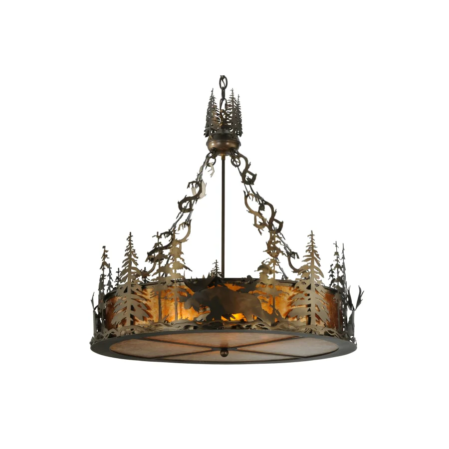 Meyda Tiffany 31" W Moose At Dusk Inverted Pendant - Image 1