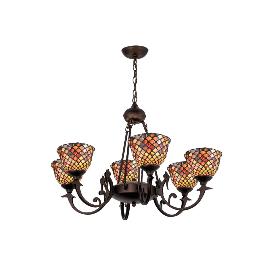 Meyda Tiffany Tiffany Fishscale 6 Light 32-1/2″ Wide Chandelier with Tiffany Glass Shade