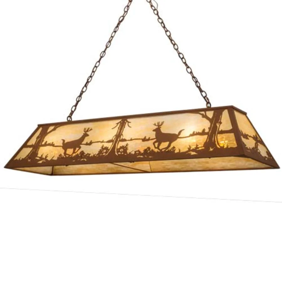 Meyda Tiffany Long Deer at Lake 11 Light 72" Wide Linear Pendant - Image 1