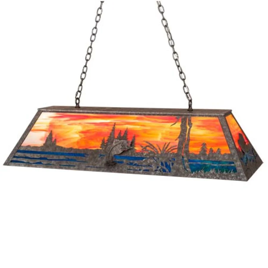 Meyda Tiffany Long Leaping Bass 6 Light 48" Wide Linear Pendant - Image 1