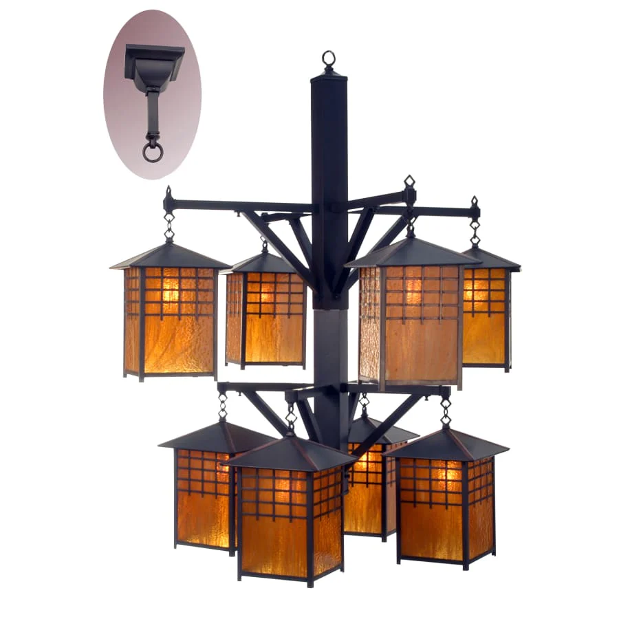 Meyda Tiffany Castille 8 Light 47" Wide Chandelier with Orange Glass Shade - Image 1