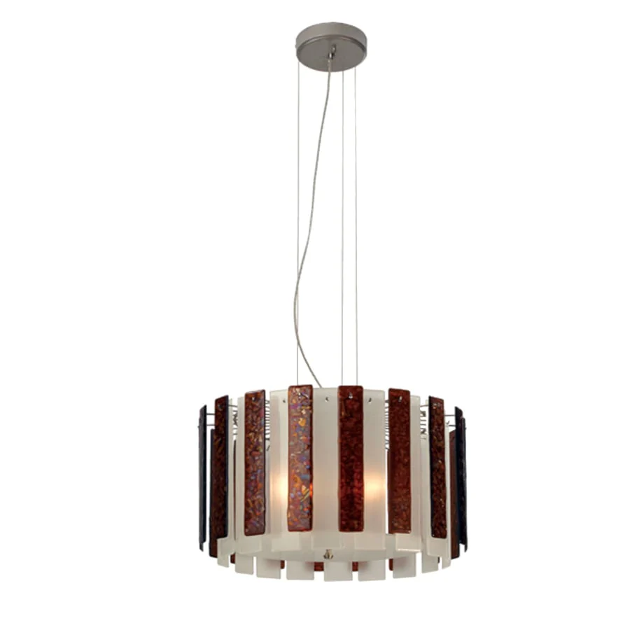 Meyda Tiffany Metro Fusion 3 Light 30" Wide Drum Chandelier with White Glass Shade - Image 1