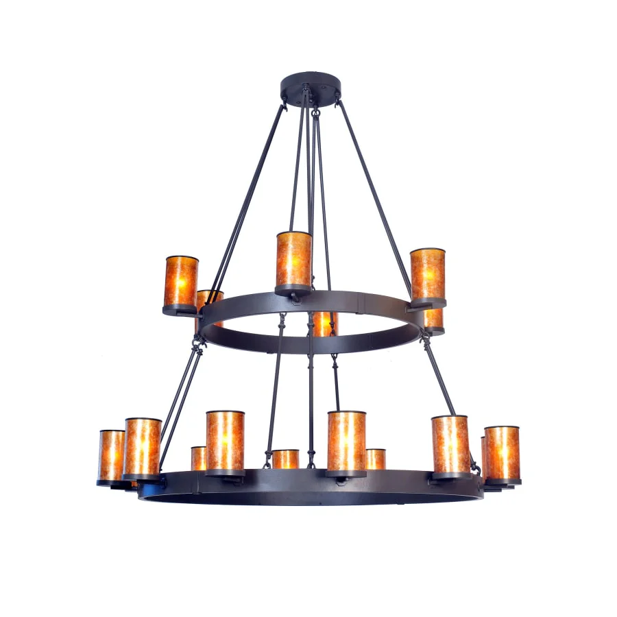 Meyda Tiffany Chappell 18 Light 66" Wide Pillar Candle Chandelier with Brown Mica Shade - Image 1