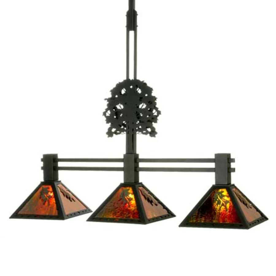 Meyda Tiffany Oak Tree Oak Leaf 3 Light 45" Wide Linear Pendant - Image 1