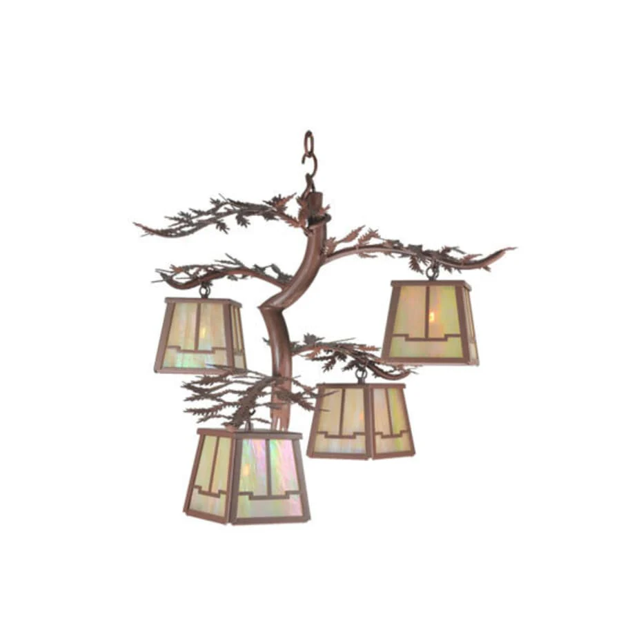 Meyda Tiffany Four Light Down Lighting Chandelier from the Pine Branch Collection - Image 1