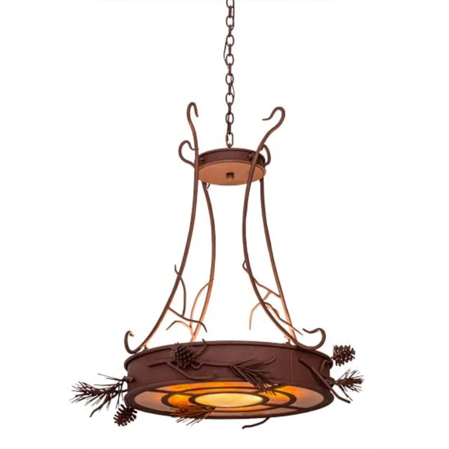 Meyda Tiffany Woodland Pine 4 Light 34" Wide Drum Chandelier - Image 1