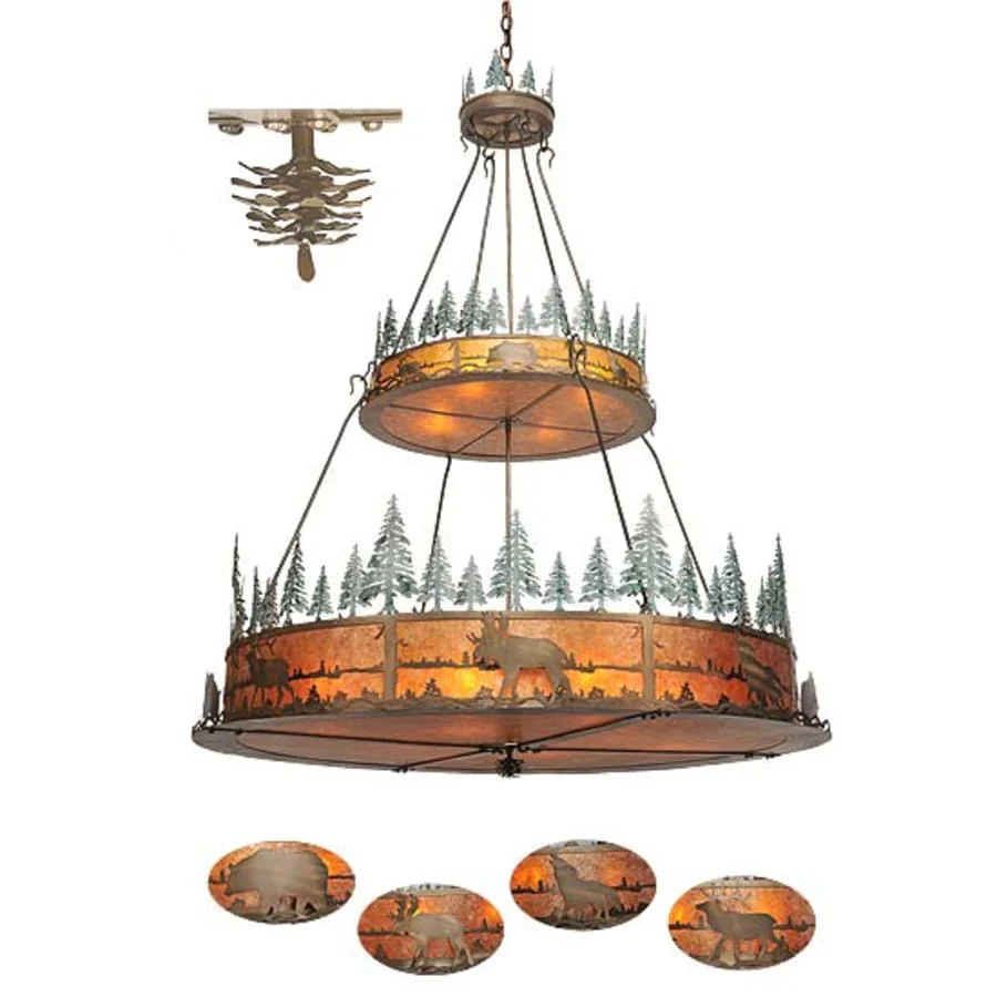 Meyda Tiffany Wildlife at Pine Lake 12 Light 72" Wide Drum Chandelier - Image 1