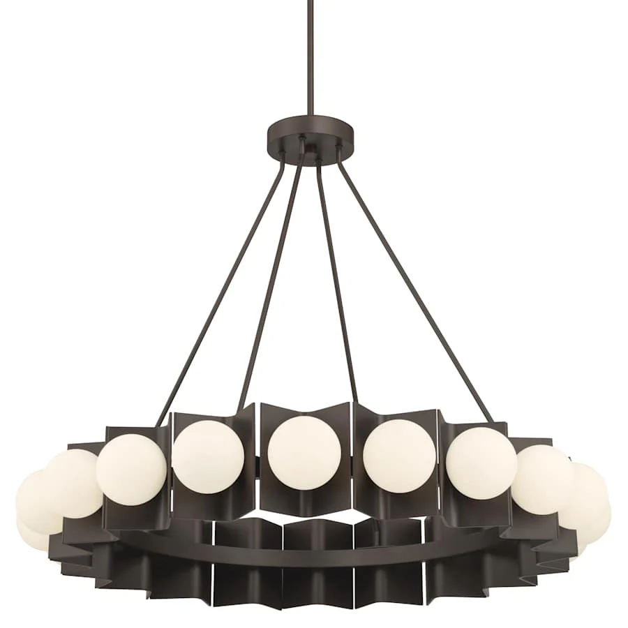 Minka Lavery Vestra 38" Wide LED Ring Chandelier with Etched, Opal Glass Shades - Image 1