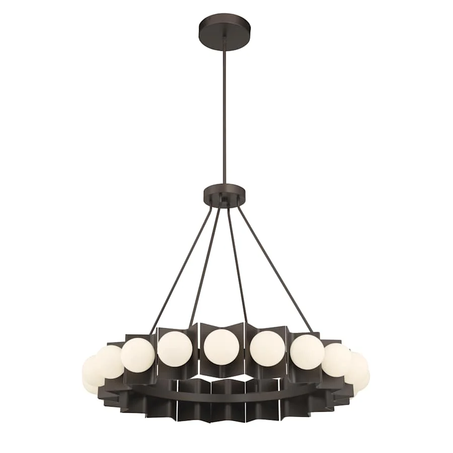 Minka Lavery Vestra 38" Wide LED Ring Chandelier with Etched, Opal Glass Shades - Image 3