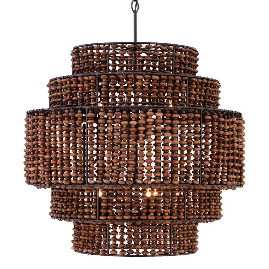 Minka Lavery Beaudelle 9 Light 30" Wide Wood Pendant with Wood Bead Shade - Image 1