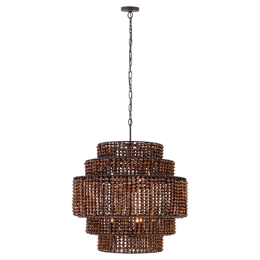 Minka Lavery Beaudelle 9 Light 30" Wide Wood Pendant with Wood Bead Shade - Image 2