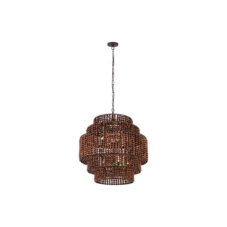 Minka Lavery Beaudelle 9 Light 30" Wide Wood Pendant with Wood Bead Shade - Image 3