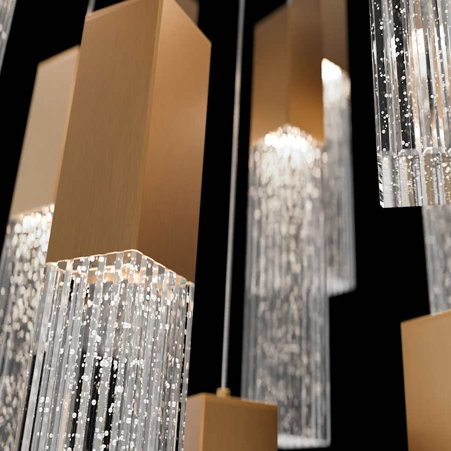 Modern Forms Cinema 20" Wide LED Crystal Multi Light Pendant with Clear, Seedy Crystal Shades - Image 2