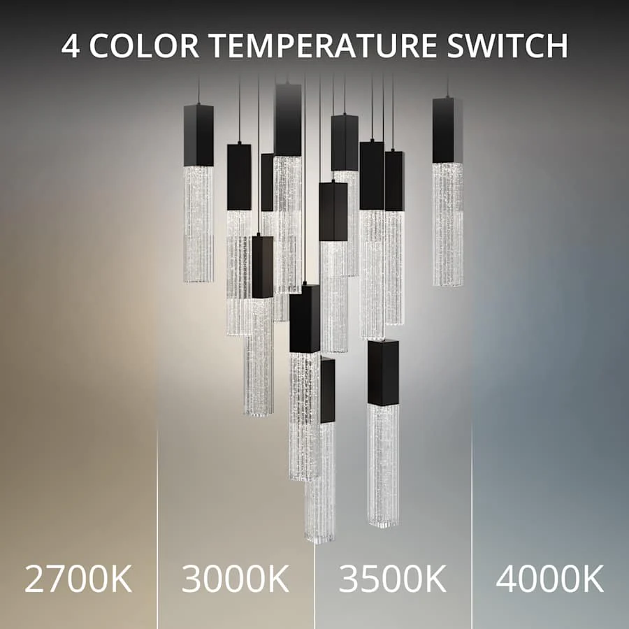 Modern Forms Cinema 20" Wide LED Crystal Multi Light Pendant with Clear, Seedy Crystal Shades - Image 3
