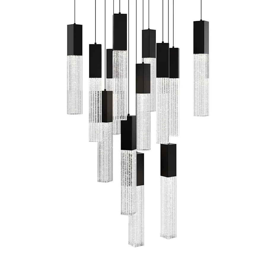 Modern Forms Cinema 20" Wide LED Crystal Multi Light Pendant with Clear, Seedy Crystal Shades - Image 1
