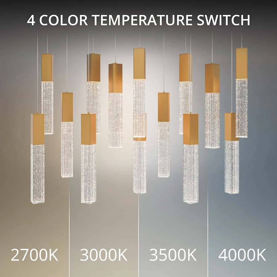 Modern Forms Cinema 40" Wide LED Crystal Linear Pendant with Clear, Seedy Crystal Shades - Image 2
