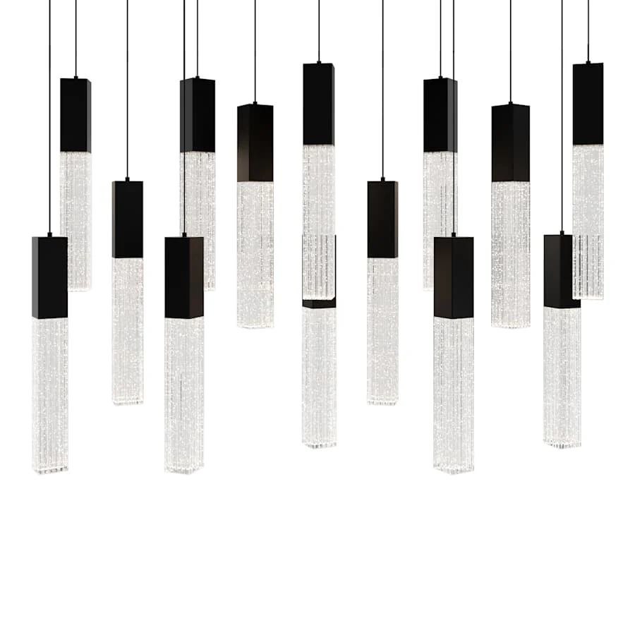 Modern Forms Cinema 40" Wide LED Crystal Linear Pendant with Clear, Seedy Crystal Shades - Image 1