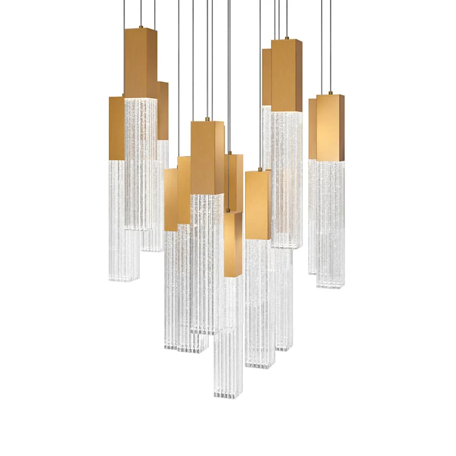 Modern Forms Cinema 23" Wide LED Crystal Multi Light Pendant with Clear, Seedy Crystal Shades - Image 1
