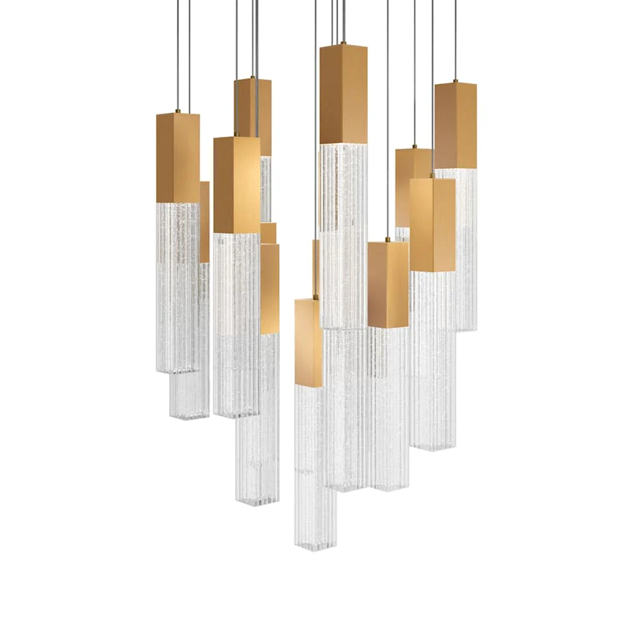 Modern Forms Cinema 23" Wide LED Crystal Multi Light Pendant with Clear, Seedy Crystal Shades - Image 2